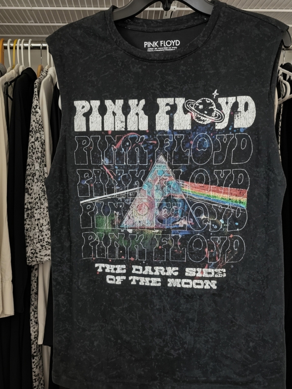 Hybrid Apparel Black Pink Floyd "Dark Side of the Moon" Graphic Muscle Tee